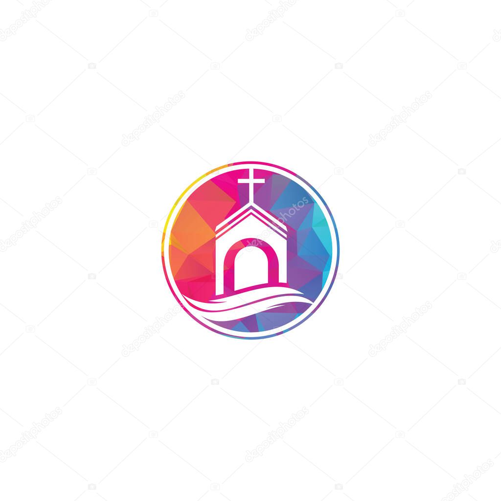 Church building logo design. Template logo for churches and Christian. Cross church building logo.