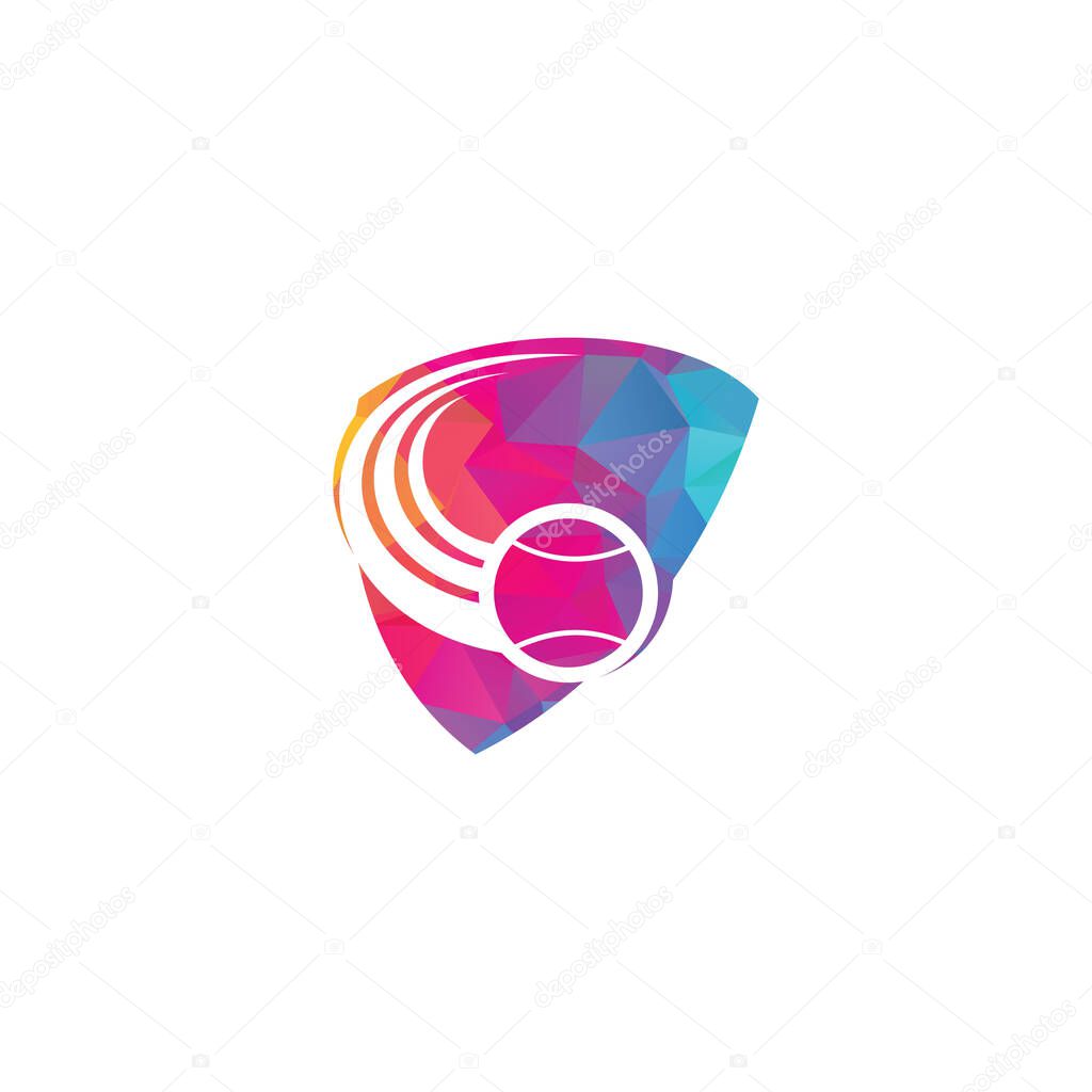 Tennis ball shield shape concept logo. Tennis logo design