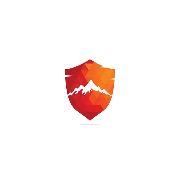 Montanha Escudo Forma Conceito Logo Template Vector Illustrator — Vetor de Stock