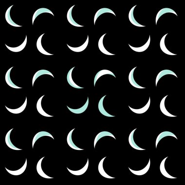 Mavi beyaz ay Hilal siyah - basit soyut desen