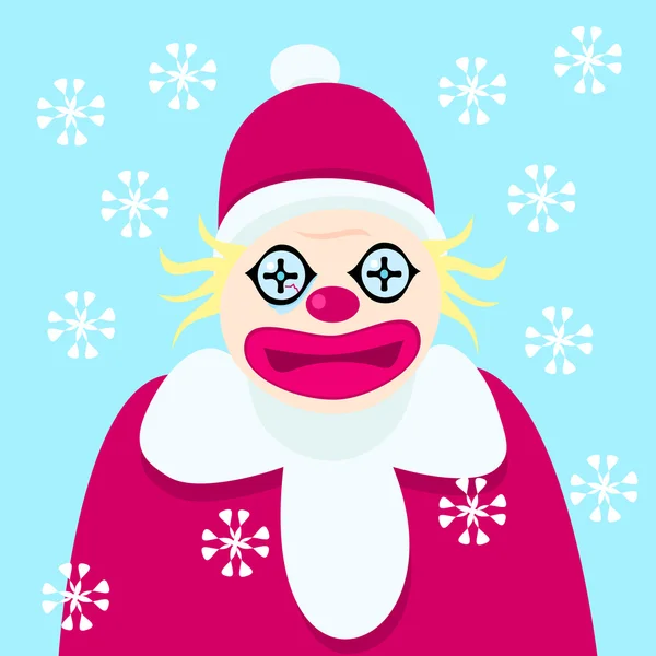 令人不安的圣诞老人小丑与血腥纤维的眼睛 — 图库矢量图片