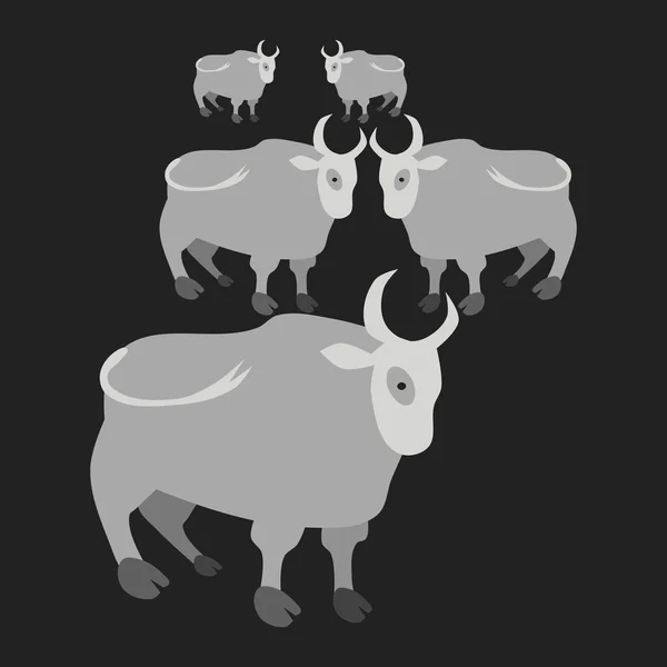 Drie grijze koeien — Stockvector
