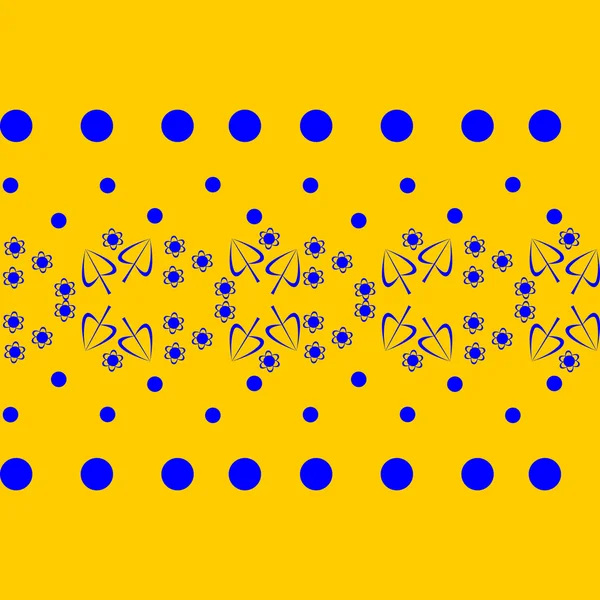 Patrón floral azul amarillo con lunares — Archivo Imágenes Vectoriales