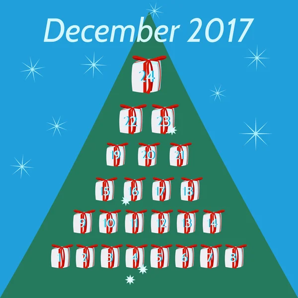 December kalender voor advent en kerst. — Stockvector