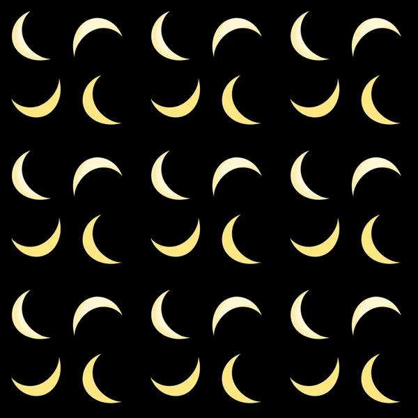 Ljusa halvmånar på svart bakgrund — Stock vektor