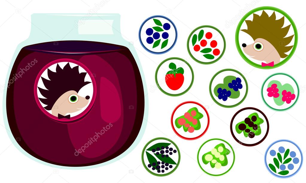 Berries stickers collection.