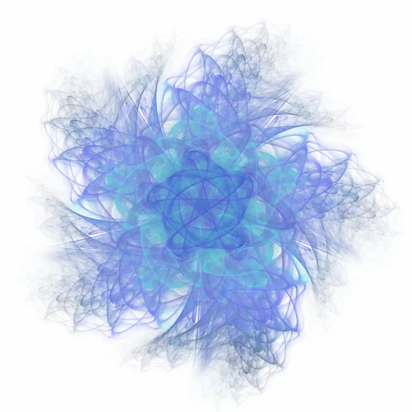 Blå blomma återges digitalt fractal designelement på vit — Stockfoto