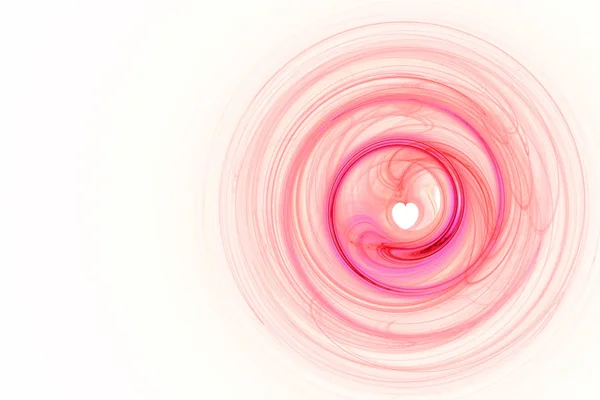 Красная фрактальная спираль с формой сердца на белом — стоковое фото