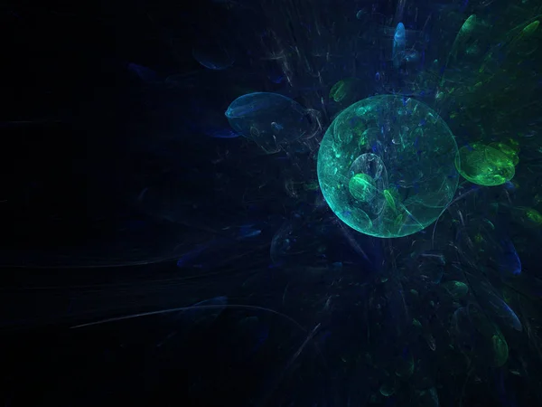 Modèle abstrait de bulle fractale turquoise bleue — Photo