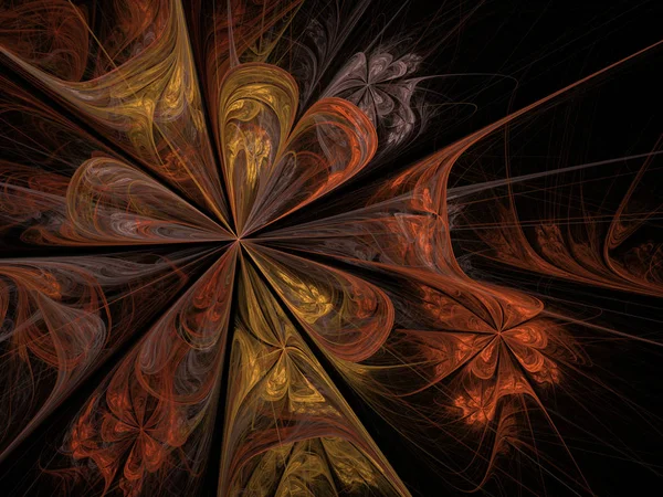 Gold orange unusual fractal floral pattern — Stock Photo, Image