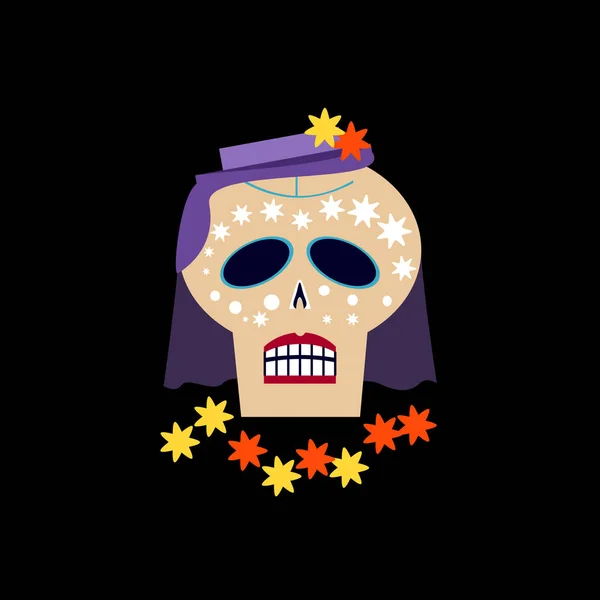 Calavera decorativa mujer — Vector de stock