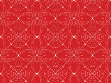 Kırmızı arka planda kusursuz çiçek deseni soyutlaması, yoga.