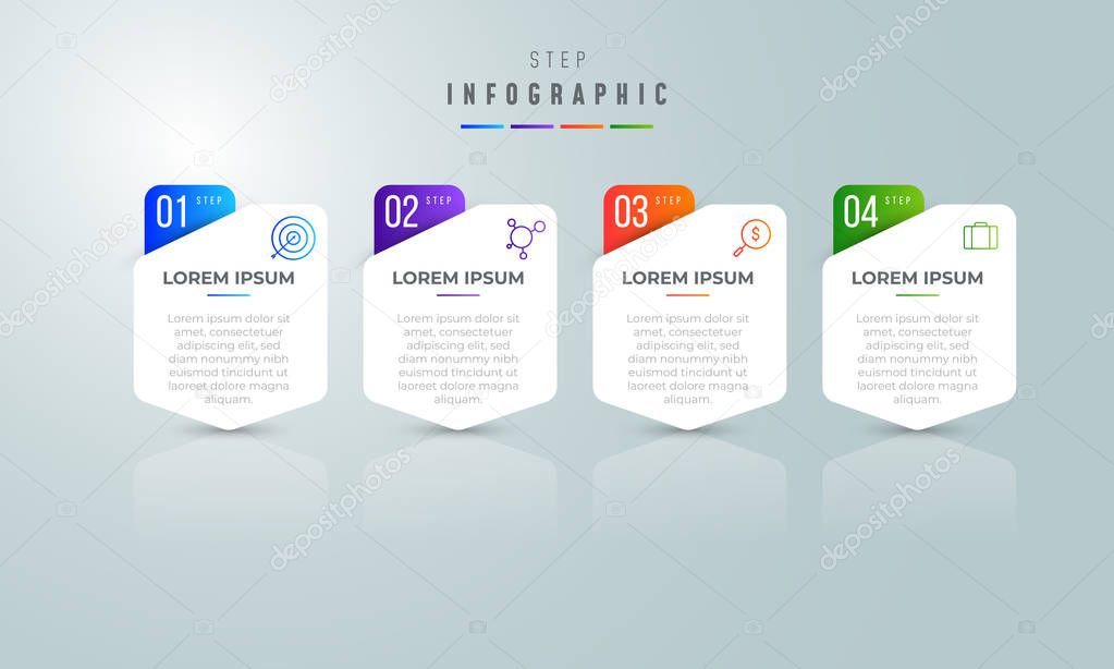 Colorful infographic template flat design Free Vector. 4 Option
