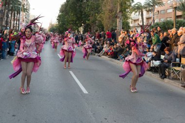 Cartagena, Murcia bölgesi, İspanya, Şubat 9, 2017.This geleneksel karnaval karnaval Great Wall geçit 30 Ocak Şubat 9 oldu. Karnaval Cartagena 1993 yılından bu yana düzenlenen.