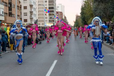Karnaval Great Wall geçit. Cartagena. Murcia bölgesi, İspanya, 10 Şubat 2018