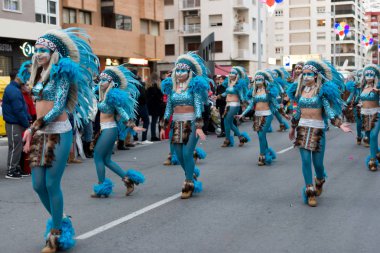 Karnaval Great Wall geçit. Cartagena. Murcia bölgesi, İspanya, 10 Şubat 2018
