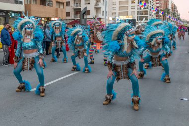 Karnaval Great Wall geçit. Cartagena. Murcia bölgesi, İspanya, 10 Şubat 2018