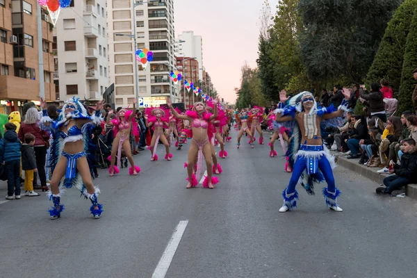 Gran Desfile Del Carnaval Cartagena Región Murcia España Febrero 2018 — Foto de Stock