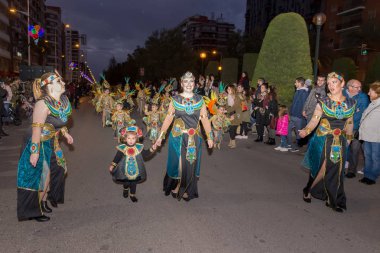 Karnaval Great Wall geçit. Cartagena. Murcia bölgesi, İspanya, 10 Şubat 2018