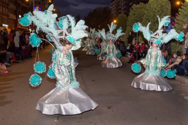 Karnaval Great Wall geçit. Cartagena. Murcia bölgesi, İspanya, 10 Şubat 2018