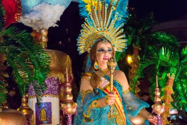 Karnaval Great Wall geçit. Cartagena. Murcia bölgesi, İspanya, 10 Şubat 2018