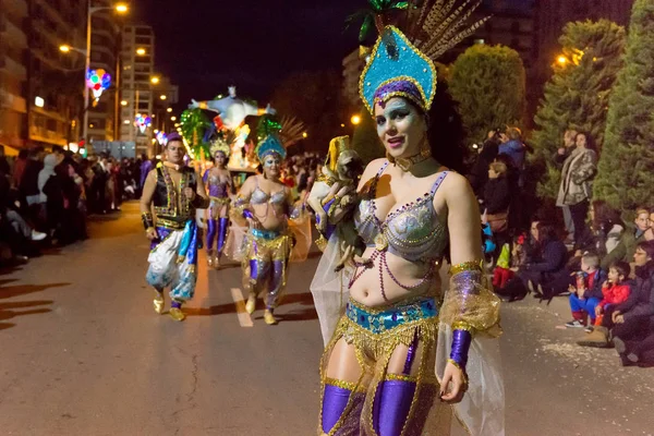 Grote Parade Voor Carnaval Cartagena Regio Murcia Spanje Februari 2018 — Stockfoto