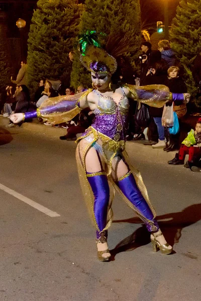 Grande Desfile Carnaval Cartagena Região Múrcia Espanha Fevereiro 2018 — Fotografia de Stock