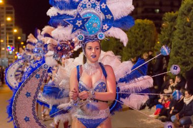 Karnaval Great Wall geçit. Cartagena. Murcia bölgesi, İspanya, 10 Şubat 2018