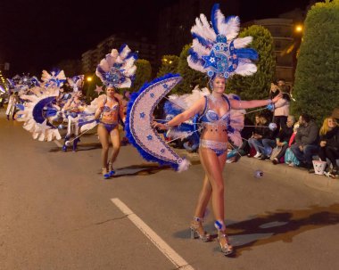 Karnaval Cartagena Great Wall geçit. Murcia bölgesi, İspanya, 10 Şubat 2018
