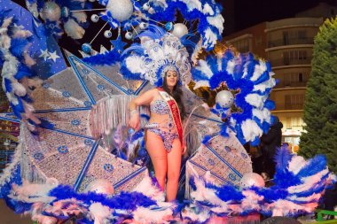 Karnaval Cartagena Great Wall geçit. Murcia bölgesi, İspanya, 10 Şubat 2018