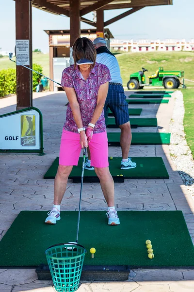 Mature Man Woman Play Golf Serena Golf Escuela International Golf — Stock Photo, Image