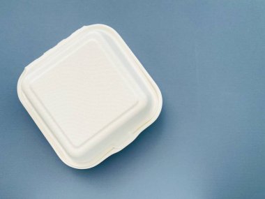 Arka planda etiket olmayan köpük burger kutusu.