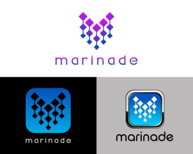 M Harfi Logo Simgesi Tasarım Teknolojisi Şablonu