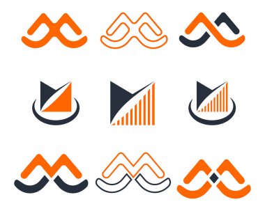 M Harfi Logo Simgesi Tasarım Teknolojisi Şablonu