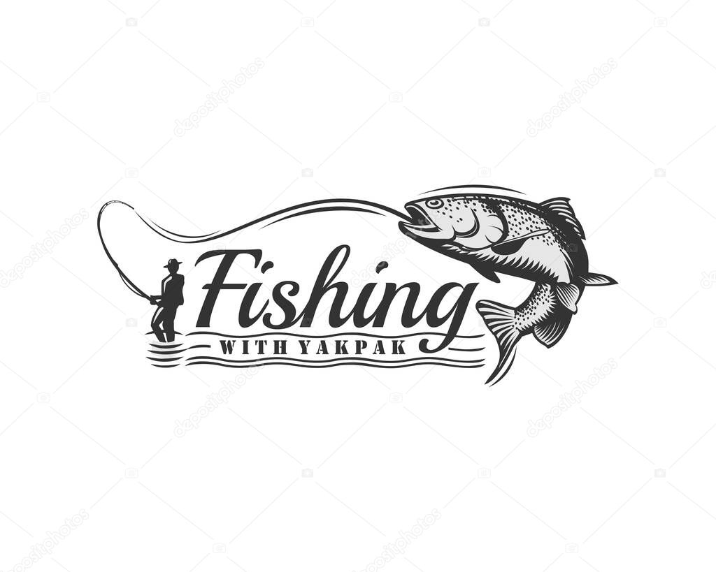 Vintage Fishing logo vector template