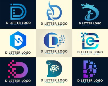 Teknoloji için D harfi logosu. Başlangıç Harfi D Dijital Logo Tasarım Şablonu.