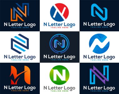 Abstract colorful N letter logo design. vector