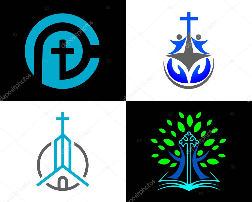 Church logo. Christian symbols. Church vector logo symbol graphic abstract template