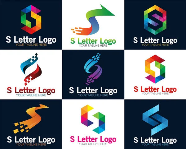디자인 Sletter Pixel Multiply Colorful Logo Design Template 약자이다 기술을 — 스톡 벡터