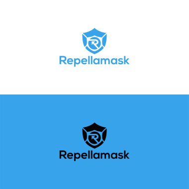 Maske vektör logo şablonuna sahip kalkan.