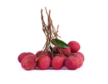 Beyaz arkaplanda bir grup lychee