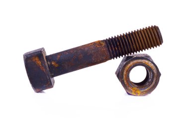 Eski paslı vida beyaz bir arka planda izole