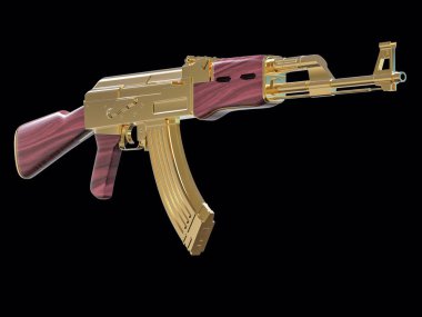 3D izole Ak-47 makineli tüfek illüstrasyon. Savaş çatışma kavramı