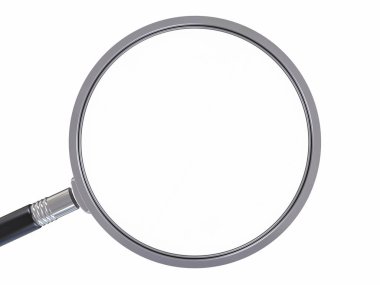3D izole Büyüteç camı. Arama Zoom araştırmak kavramı.