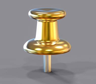 3D izole altın raptiye. İş faturası hatırlatma kavramı.