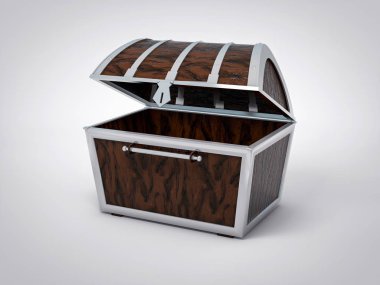 3D izole hazine sandığı. Altın korsan bereket kavramı.