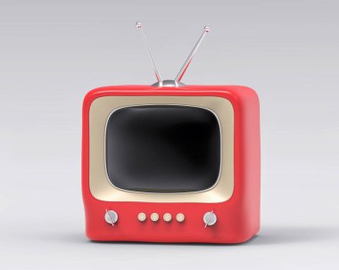 3D izole 3d küçük Tv televizyon. Retro Vintage kavramı.