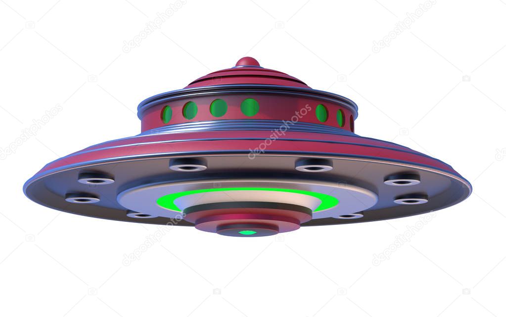 3D Isolated UFO Extraterrestrial Spaceship. Invasion Concept.