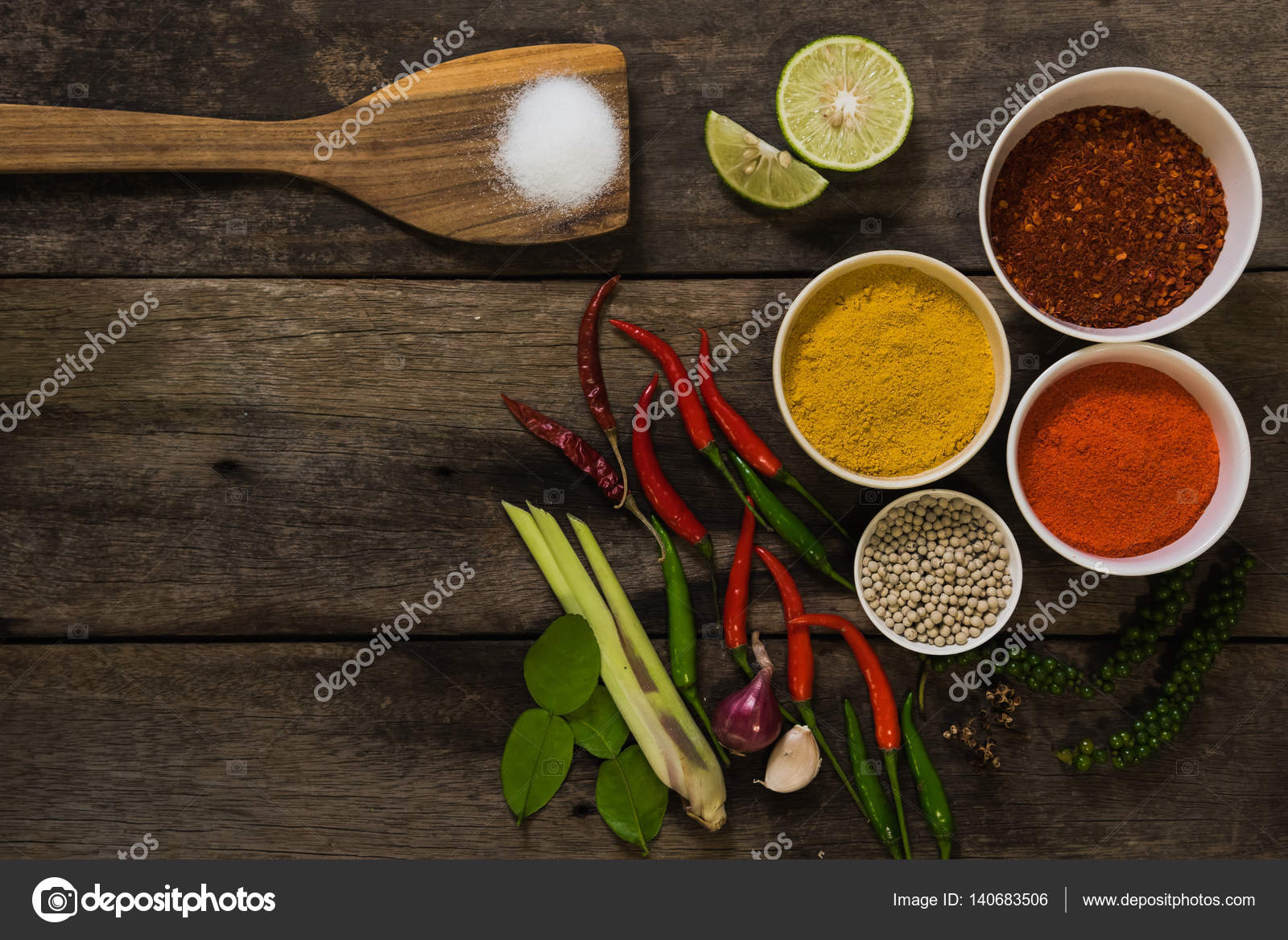 spices with ingredients on dark background asian food cooking stock photo c woraphon n gmail com 140683506 depositphotos