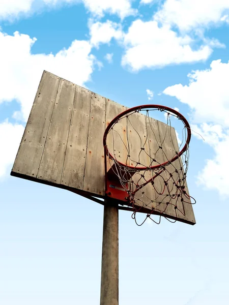 Basketball hoop on blue sky background isolated — Stock Photo, Image